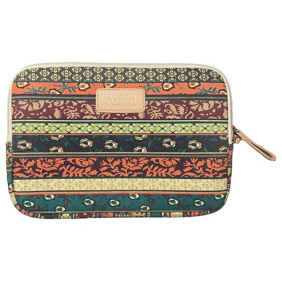 Kayond Canvas Laptop Tablet iPad Zip Up Sleeve Case Multicolor Boho Print - Picture 1 of 10